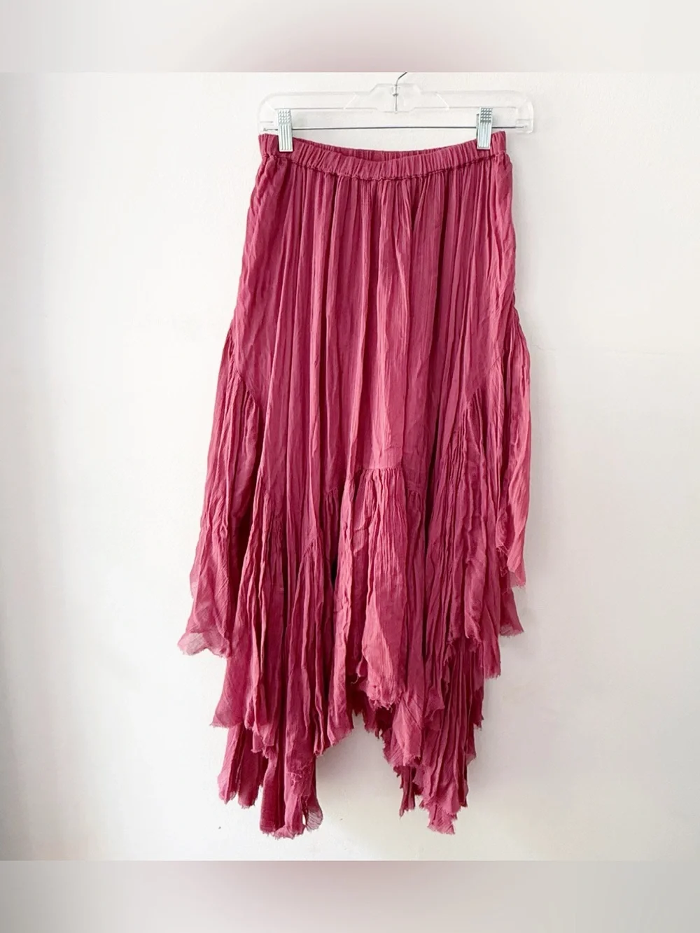 Free People One Women Clover Asymmetrical Maxi Skirt Small Pink Boho Fairy Retro - Picture 1 of 6